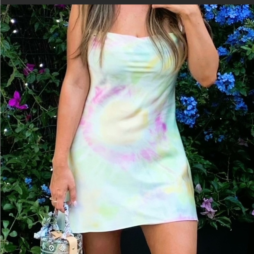 zara tie die slip dress size L
